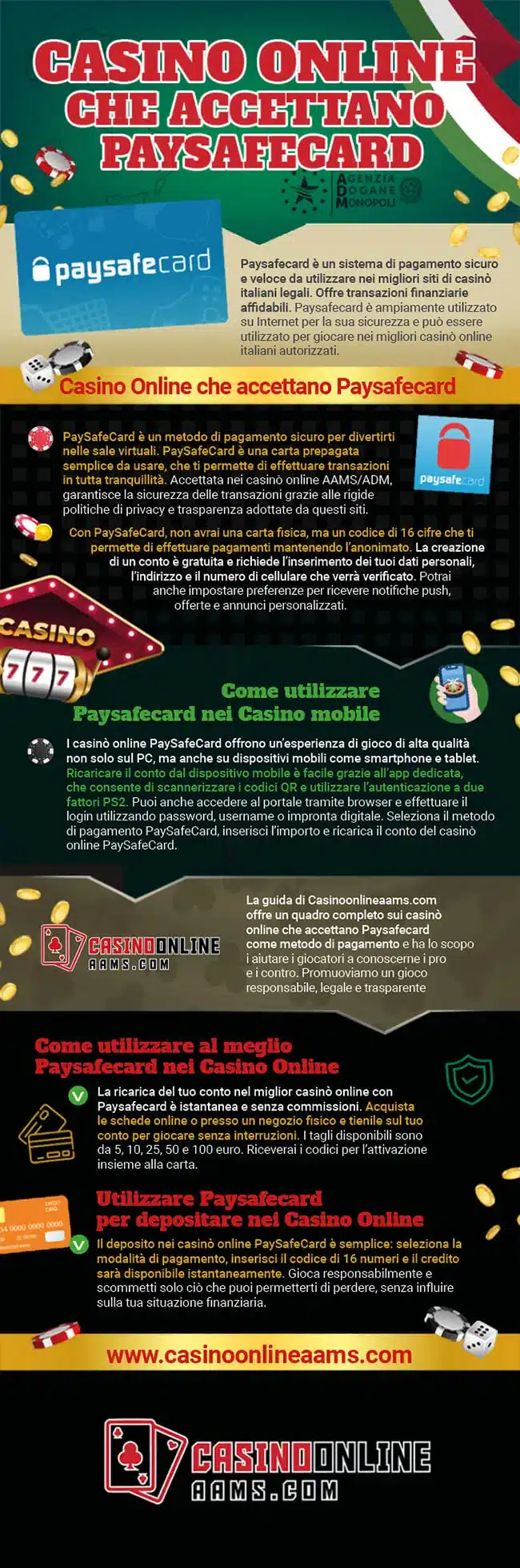 Infografica sui Casino Online che accettano Paysafecard